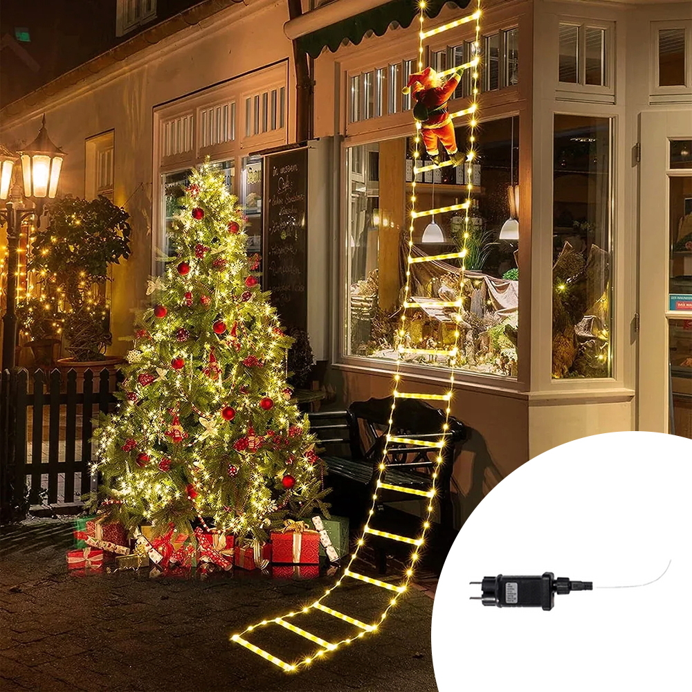 Foto principale Babbo Natale su scaletta luminosa 228 Led Bianco caldo Wisdom