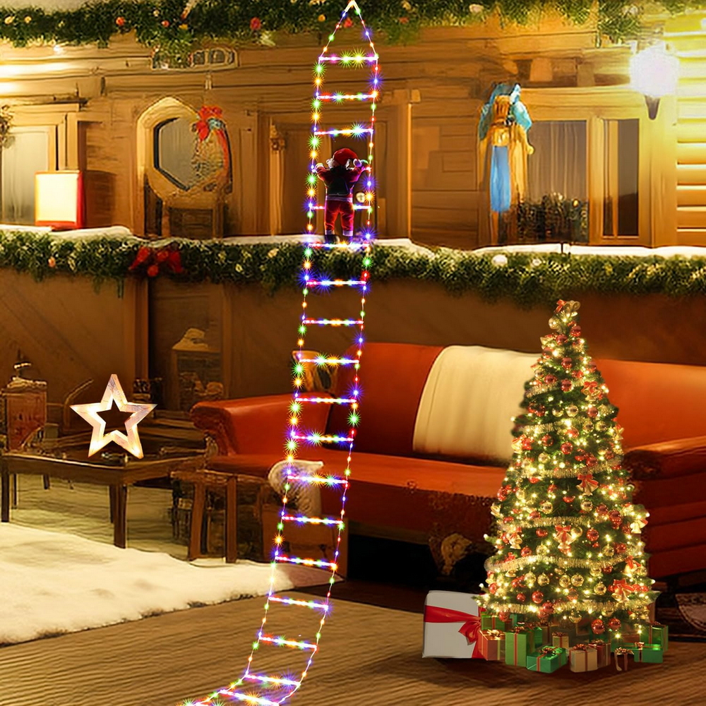 Babbo Natale su scaletta luminosa 228 Led Multicolore Wisdom - Foto 1