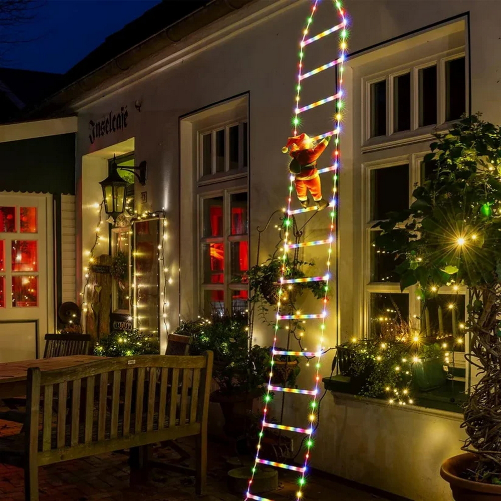 Babbo Natale su scaletta luminosa 228 Led Multicolore Wisdom - Foto 3