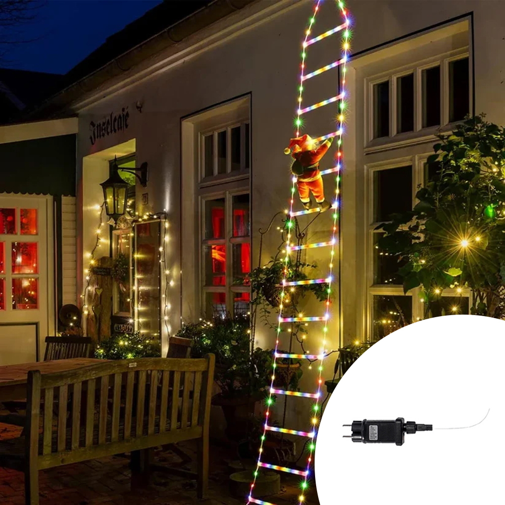 Foto principale Babbo Natale su scaletta luminosa 228 Led Multicolore Wisdom