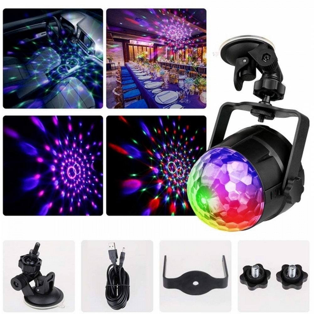 Luce sfera musicale Led 5W USB Multicolore rotante con telecomando Wisdom - Foto 3