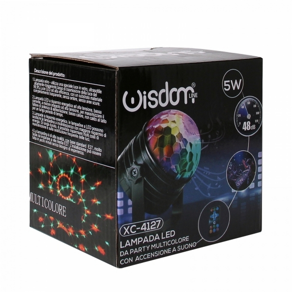 Luce sfera musicale Led 5W USB Multicolore rotante con telecomando Wisdom - Foto 7