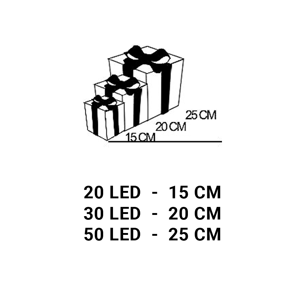 Pacchi regalo luminosi rosa 100 Led Bianco caldo 3 pezzi Wisdom - Foto 1