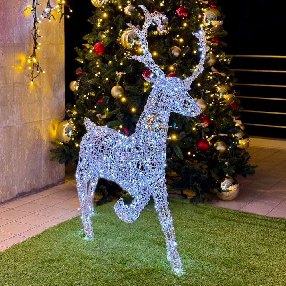 Renna Natalizia 300 Led da giardino 140cm Bianco Freddo fisso Wisdom - Foto 1