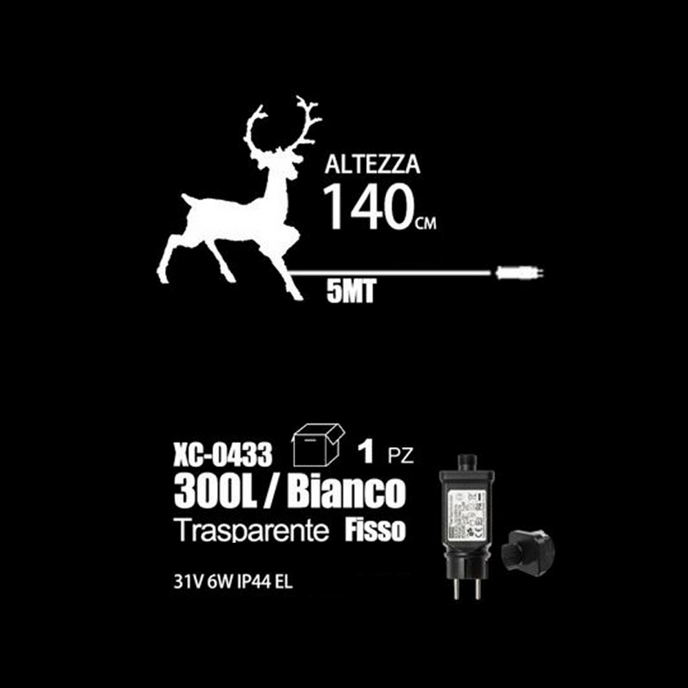 Renna Natalizia 300 Led da giardino 140cm Bianco Freddo fisso Wisdom - Foto 4