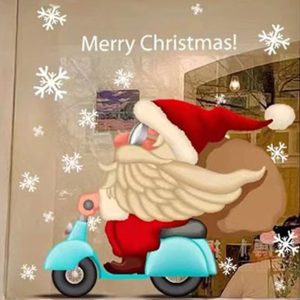 Foto principale Vetrofania natalizia Babbo Natale in vespetta adesivo per finestre Wisdom