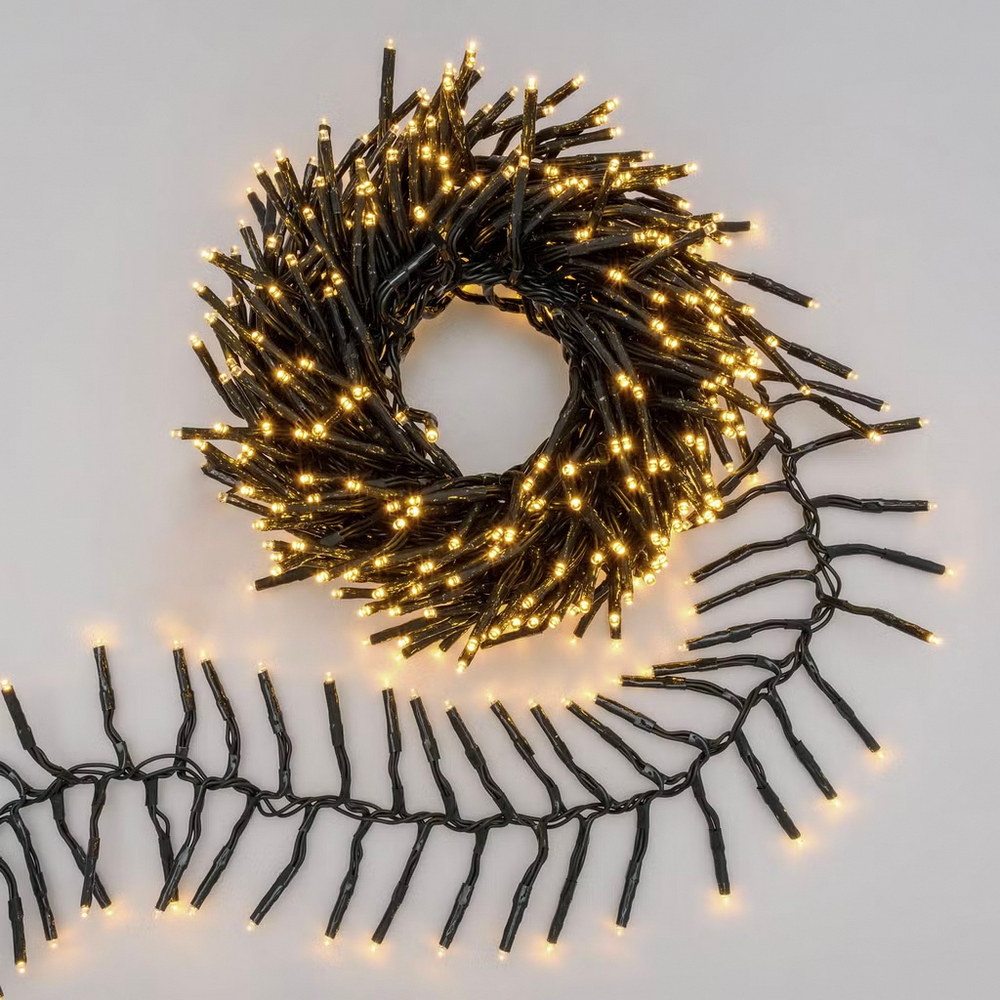 Catena di luci 20 metri da 1000 Led Mini Millepiedi Bianco Caldo con cavo verde Wisdom - Foto 1