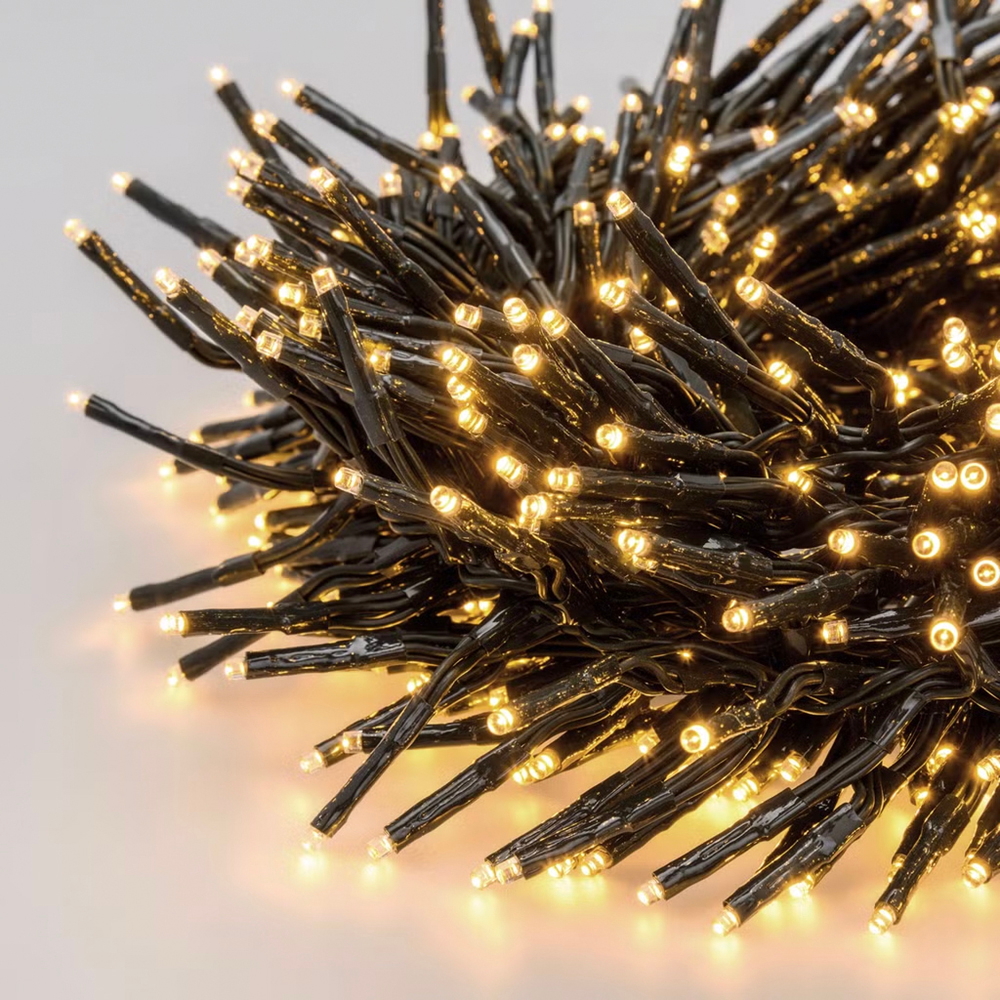 Catena di luci 20 metri da 1000 Led Mini Millepiedi Bianco Caldo con cavo verde Wisdom - Foto 2