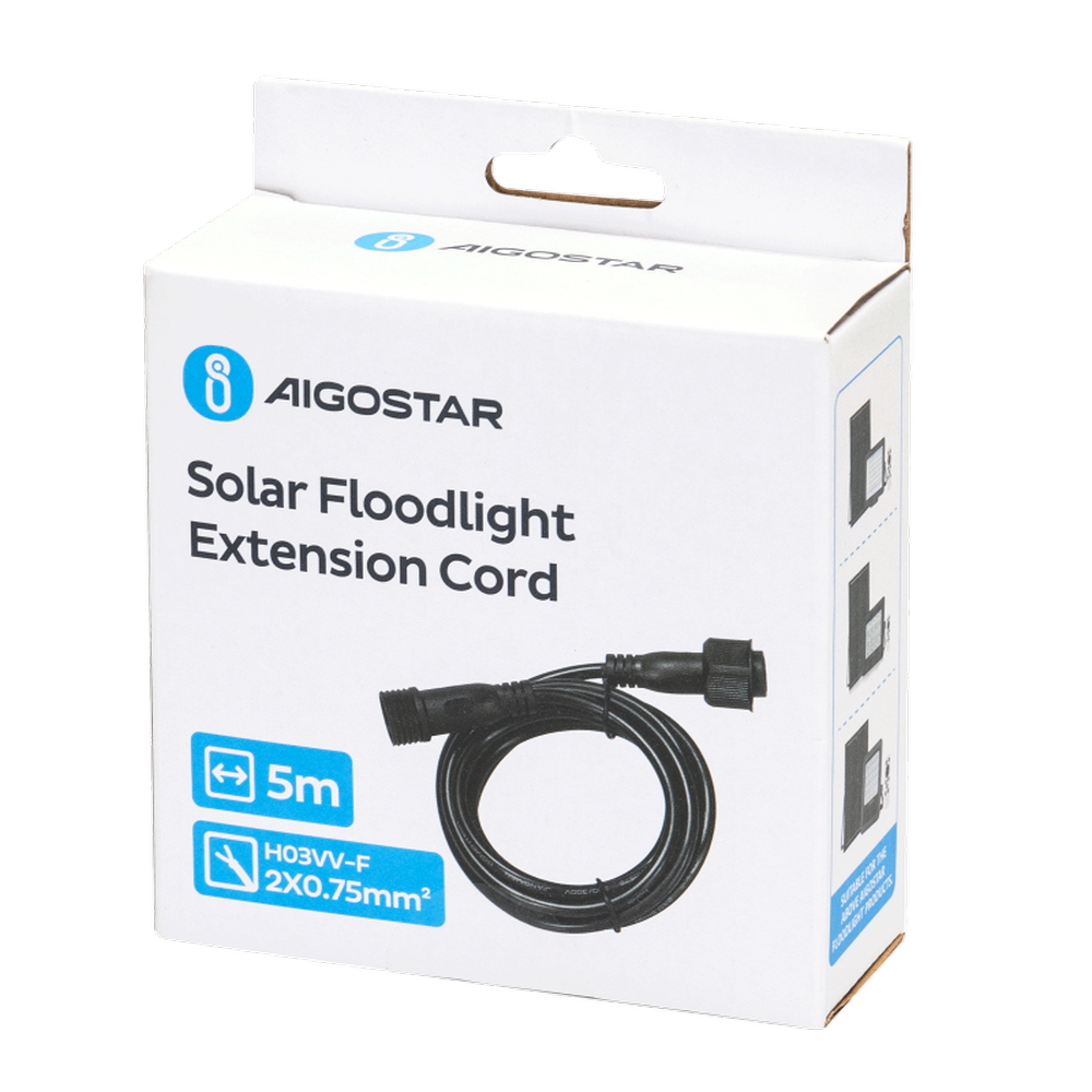 Cavo prolunga 5 metri nero per Faro led con pannello solare da esterno Aigostar - Foto 3