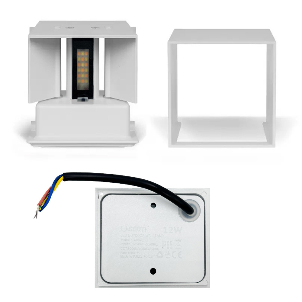 Applique Led cubo da parete 6W Doppia emissione Bianco IP65 CCT temperatura colore regolabile Wisdom - Foto 1