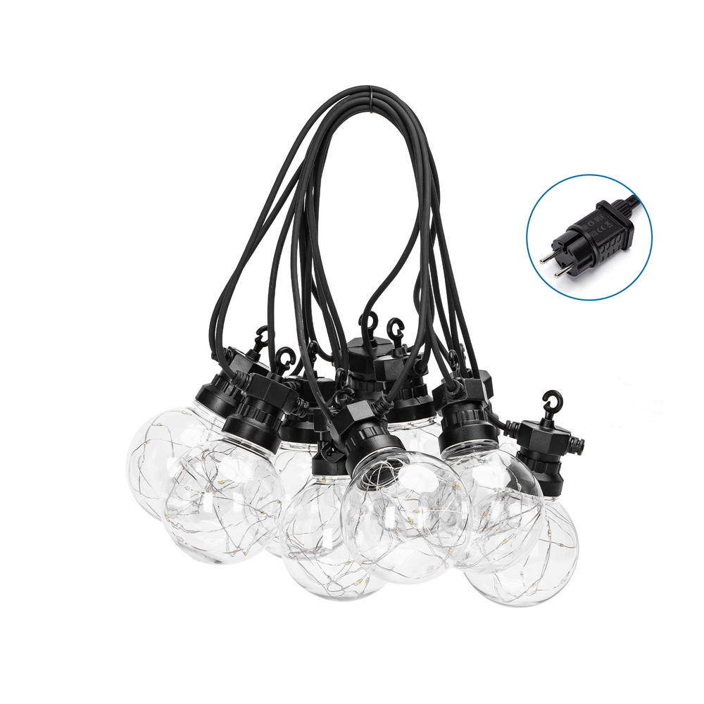 Foto principale Catena luminosa a Led decorativa 8 metri 10 sfere trasparenti con minilucciole Bianco caldo a luce fissa Wisdom