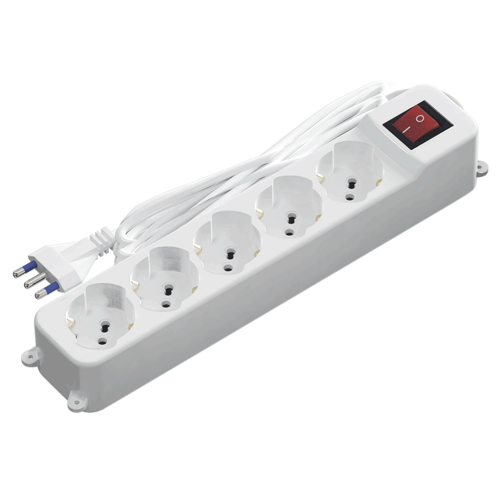Foto principale Ciabatta multipresa elettrica 5 posti con cavo da 3m – Spina 16A e 5 Prese Schuko+Bipasso Aigostar