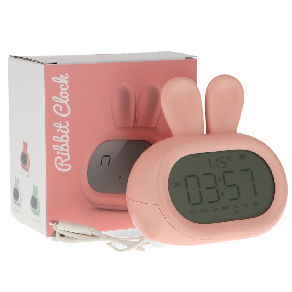 Lampada Led touch Coniglio rosa con sveglia per bambini a batteria ricaricabile USB Bianco caldo M LEDME - Foto 3