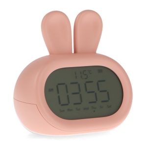 Foto principale Lampada Led touch Coniglio rosa con sveglia per bambini a batteria ricaricabile USB Bianco caldo M LEDME