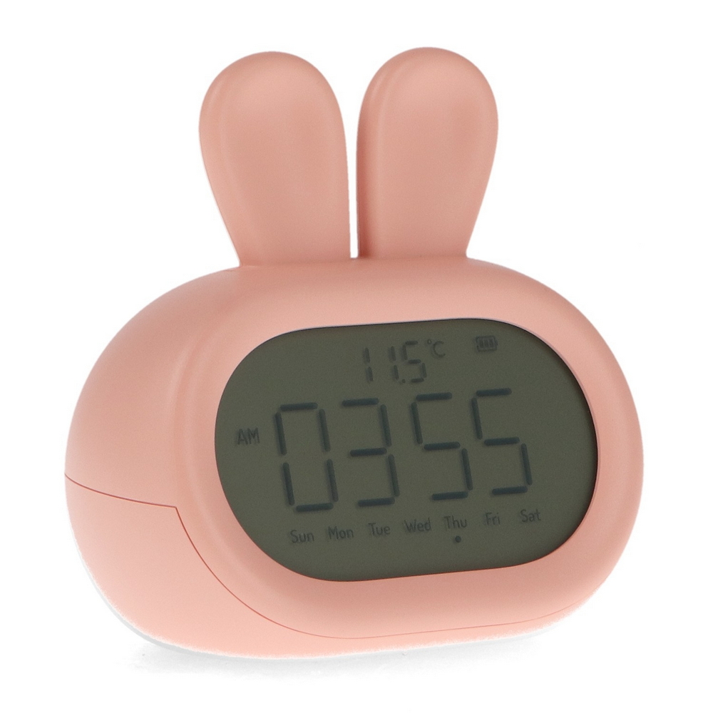 Foto principale Lampada Led touch Coniglio rosa con sveglia per bambini a batteria ricaricabile USB Bianco caldo M LEDME