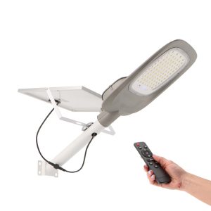 Foto principale Lampione stradale Led 200W Grigio con pannello solare IP65 Bianco freddo 6000K con sensore crepuscolare M LEDME