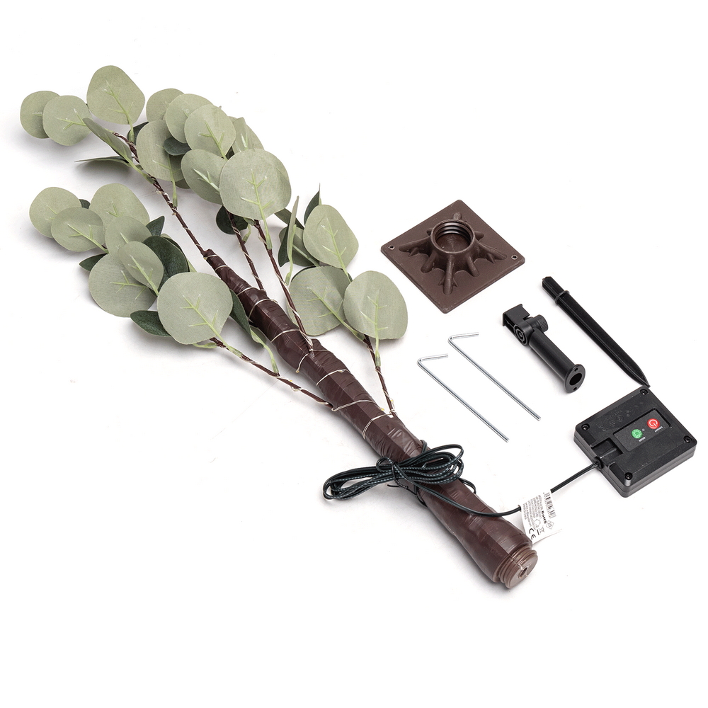 Albero luminoso Led eucalipto con tronco e base 120 cm Bianco caldo 2700K con pannello solare Aigostar - Foto 2