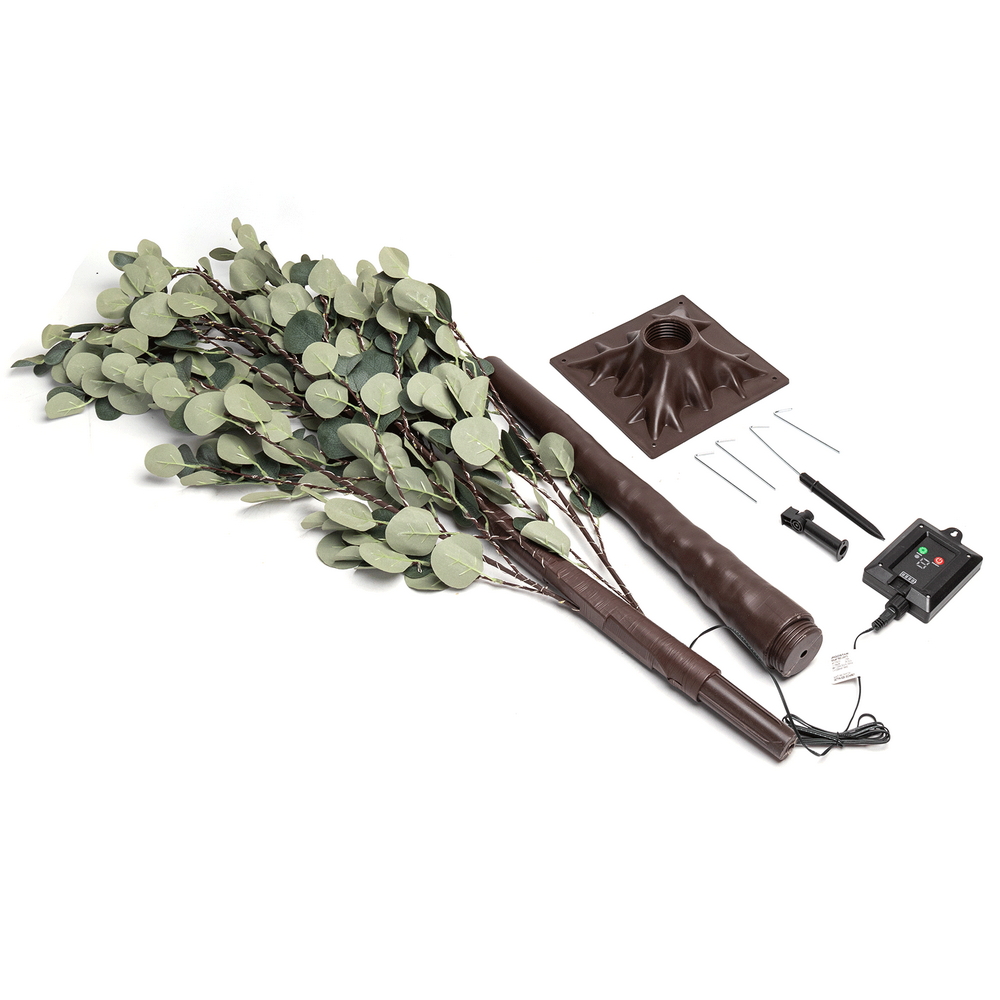 Albero luminoso Led eucalipto con tronco e base 150 cm Bianco caldo 2700K con pannello solare Aigostar - Foto 2
