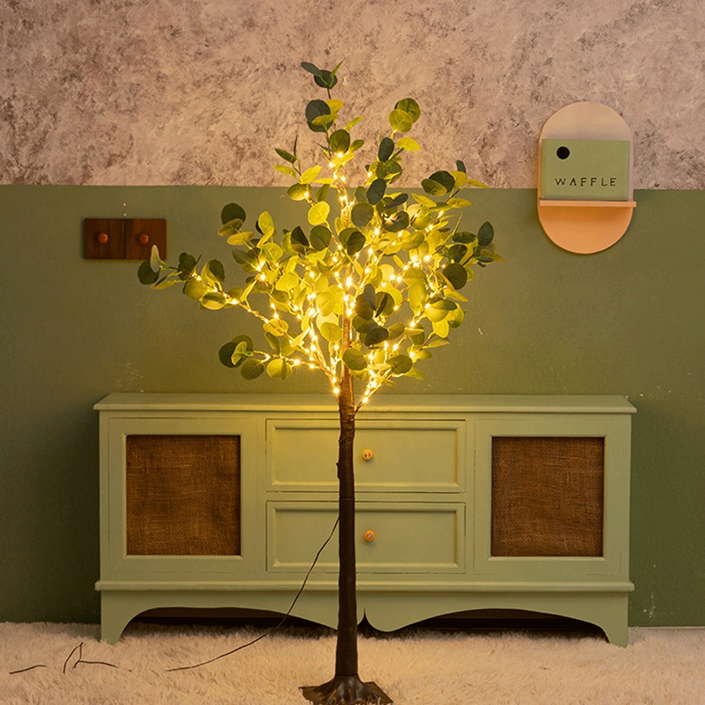 Albero luminoso Led eucalipto con tronco e base 60 cm Bianco caldo 2700K con pannello solare Aigostar - Foto 1