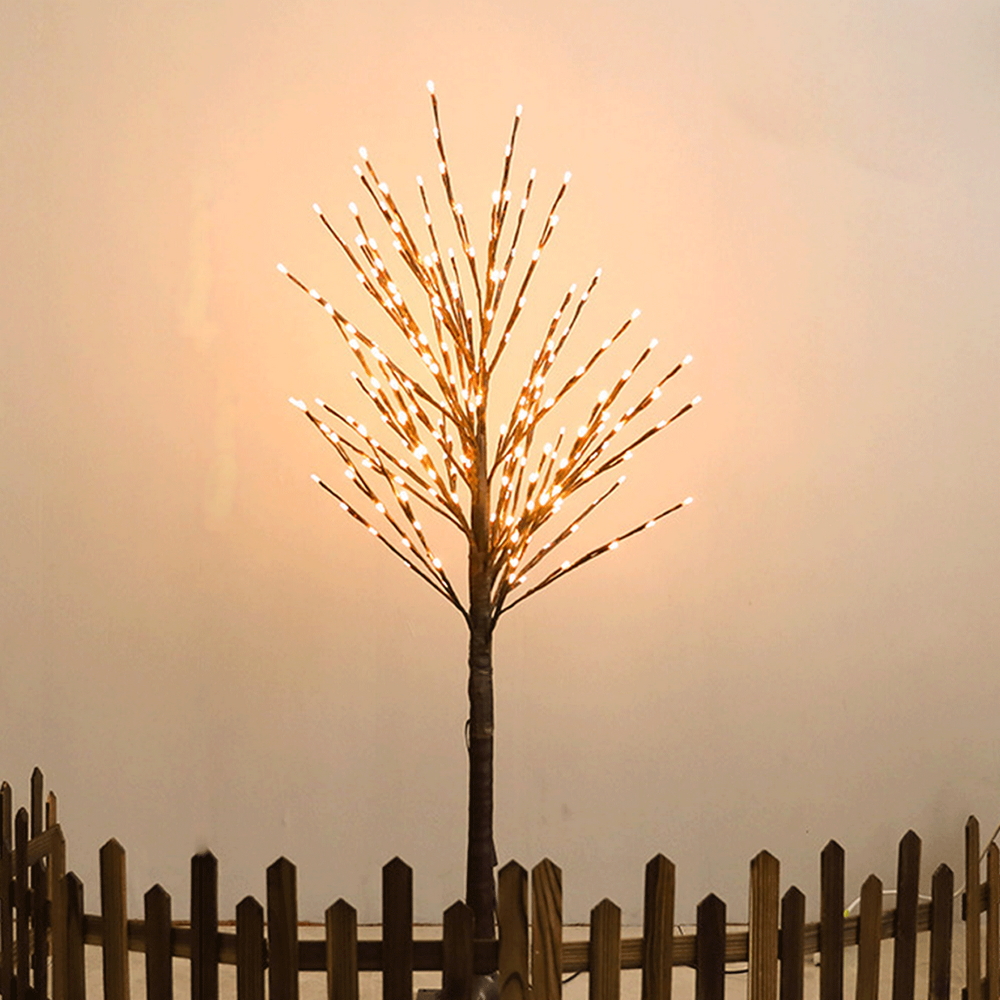 Albero luminoso Led rattan con tronco e base 120 cm Bianco caldo 2700K con pannello solare Aigostar - Foto 1