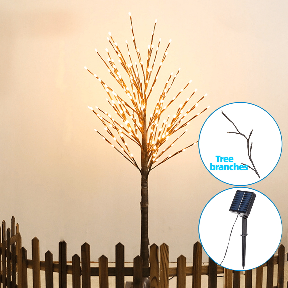 Albero luminoso Led rattan con tronco e base 120 cm Bianco caldo 2700K con pannello solare Aigostar - Foto 3