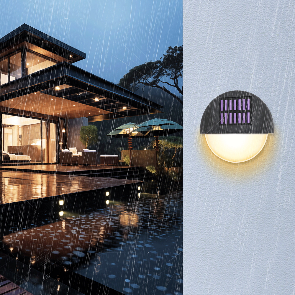 Applique Led 1W Nero Rotondo con pannello solare IP44 Bianco caldo 2700K con sensore crepuscolare Aigostar - Foto 3