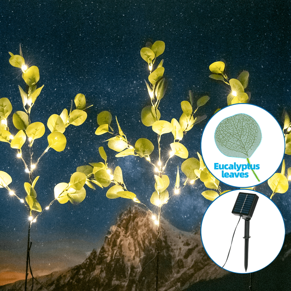 Catena decorata 3 rami di eucalipto a energia solare 60 Led Bianco caldo Aigostar - Foto 3