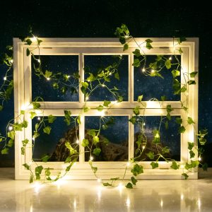 Foto principale Catena decorata con foglie di edera a energia solare 100 Led 10 metri Bianco caldo Aigostar