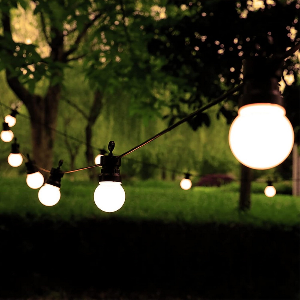 Catena luminosa a Led decorativa 10 metri 20 lampadine trasparenti IP44 Bianco caldo a luce fissa Wisdom - Foto 2