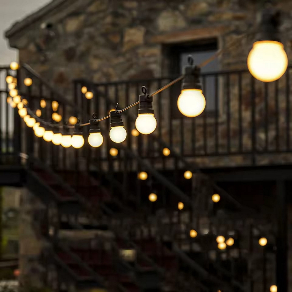 Catena luminosa a Led decorativa 10 metri 20 lampadine trasparenti IP44 Bianco caldo a luce fissa Wisdom - Foto 3