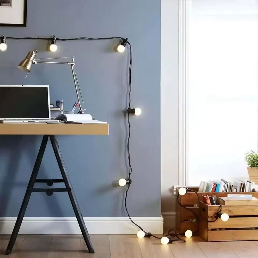 Catena luminosa a Led decorativa 10 metri 20 lampadine trasparenti IP44 Bianco caldo a luce fissa Wisdom - Foto 5