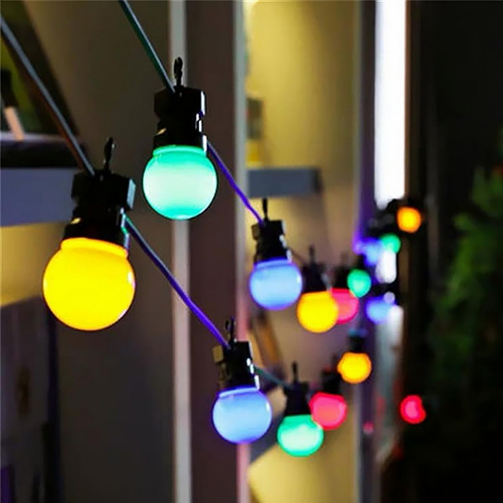 Catena luminosa a Led decorativa 10 metri 20 lampadine trasparenti IP44 RGB a luce fissa Wisdom - Foto 2