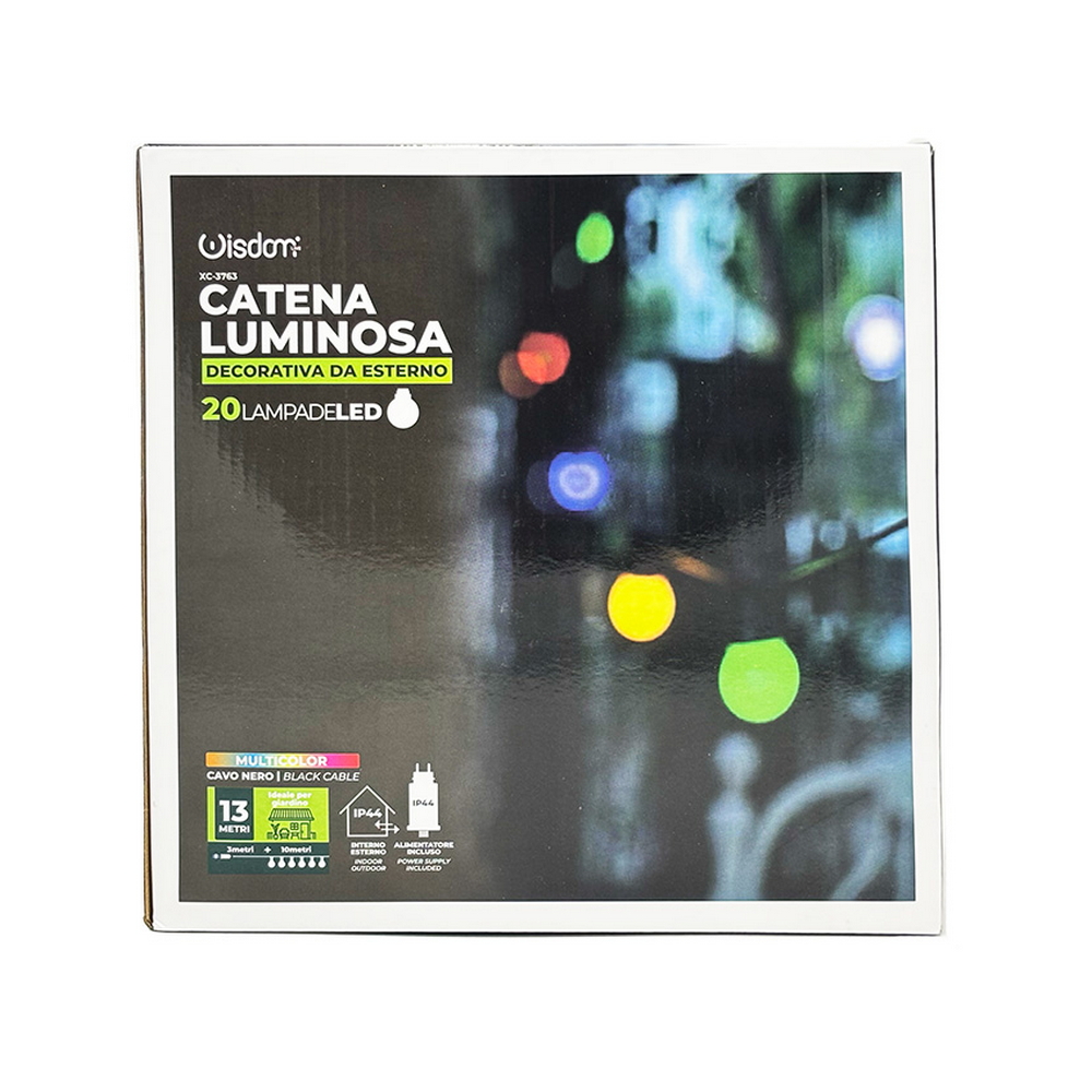 Catena luminosa a Led decorativa 10 metri 20 lampadine trasparenti IP44 RGB a luce fissa Wisdom - Foto 4