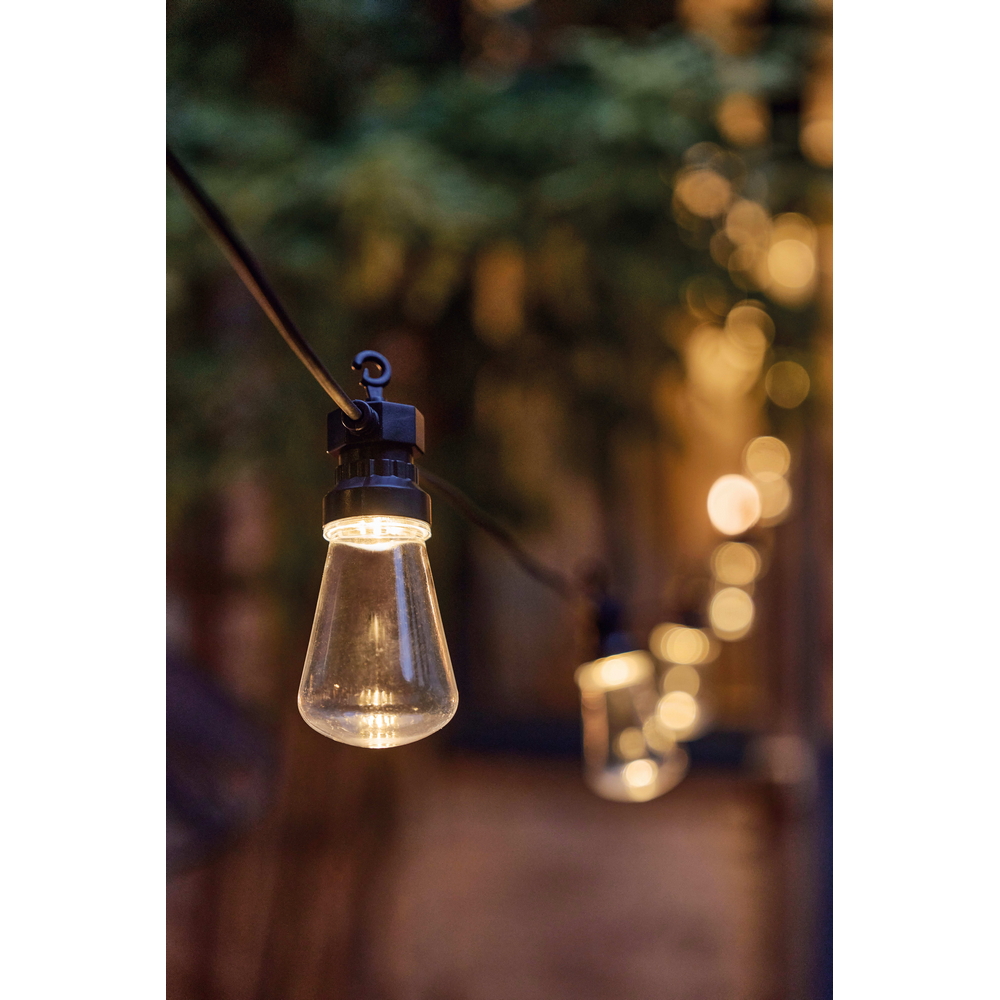 Catena luminosa a Led decorativa 5 metri 10 lampadine trasparenti ST45 IP44 Bianco caldo a luce fissa Wisdom - Foto 4