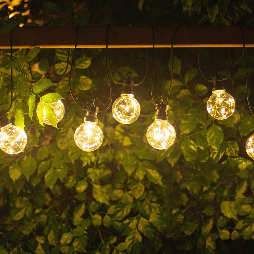 Catena luminosa a Led decorativa 8 metri 10 sfere trasparenti con minilucciole Bianco caldo a luce fissa Wisdom - Foto 1