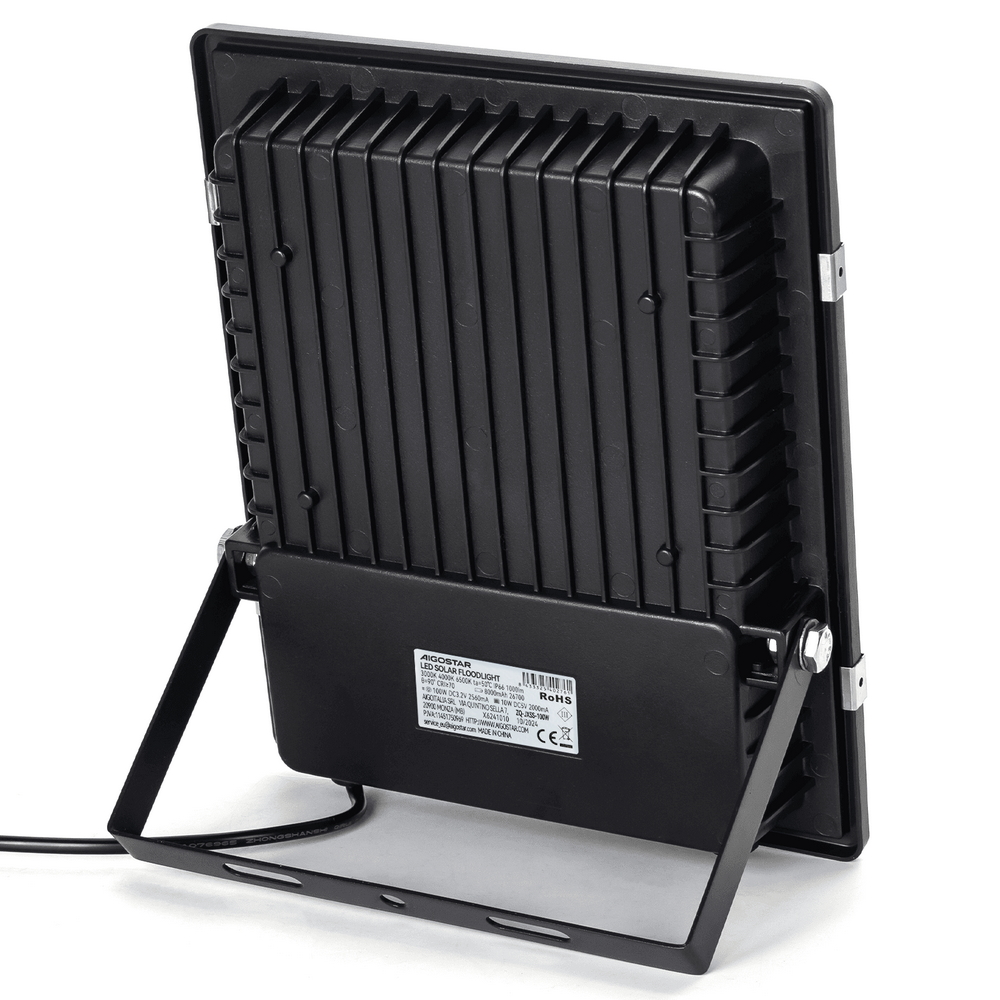 Faro Led 100W Nero con pannello solare IP66 CCT temperatura colore regolabile Dimmerabile con telecomando e crepuscolare Aigostar - Foto 3