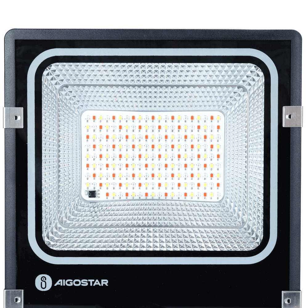 Faro Led 100W Nero con pannello solare IP66 RGB Dimmerabile con telecomando e crepuscolare Aigostar - Foto 4
