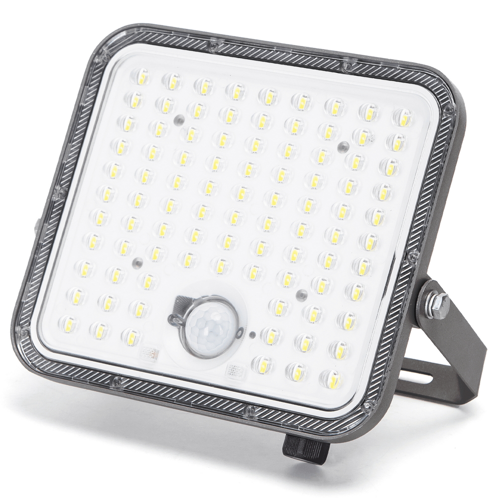 Faro Led 120W Grigio con pannello solare IP66 Bianco freddo 6500K Dimmerabile telecomando con sensore crepuscolare e di movimento Aigostar - Foto 1