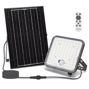 Foto principale Faro Led 120W Grigio con pannello solare IP66 Bianco freddo 6500K Dimmerabile telecomando con sensore crepuscolare e di movimento Aigostar