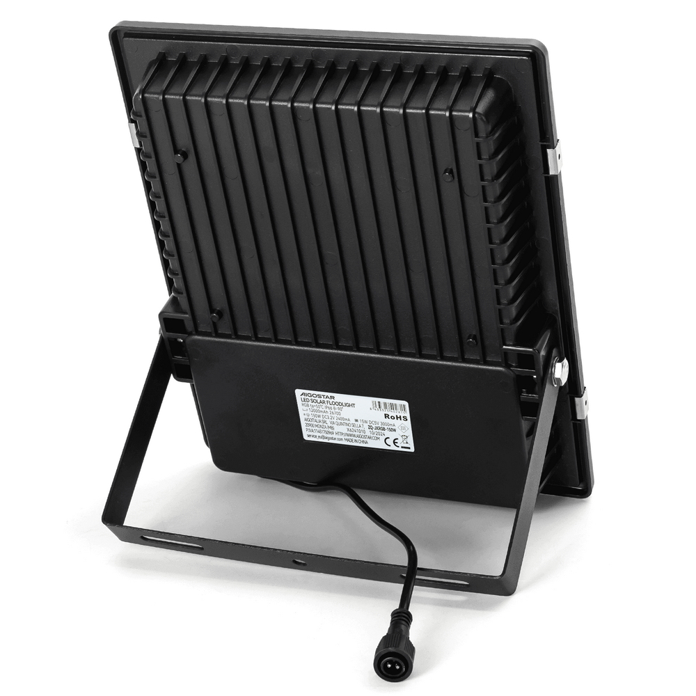 Faro Led 150W Nero con pannello solare IP66 RGB Dimmerabile con telecomando e crepuscolare Aigostar - Foto 2