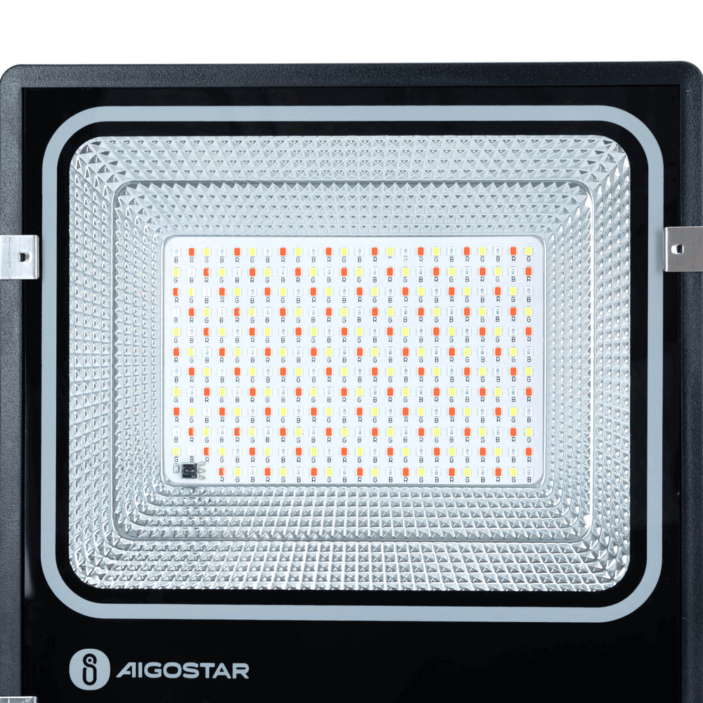 Faro Led 150W Nero con pannello solare IP66 RGB Dimmerabile con telecomando e crepuscolare Aigostar - Foto 3