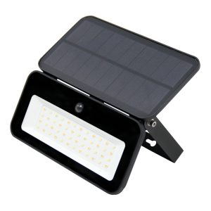 Foto principale Faro Led 2W Nero con pannello solare IP65 CCT temperatura colore regolabile Dimmerabile con sensore crepuscolare e di movimento Novaline