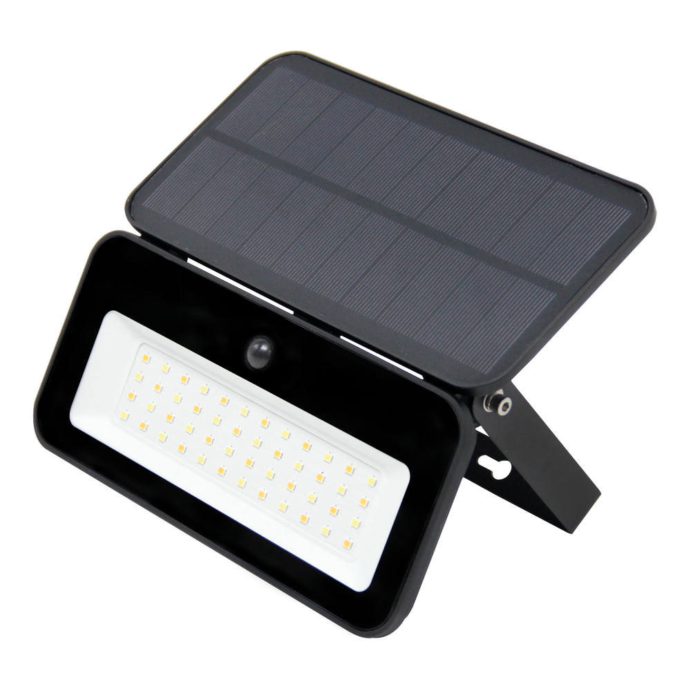 Foto principale Faro Led 2W Nero con pannello solare IP65 CCT temperatura colore regolabile Dimmerabile con sensore crepuscolare e di movimento Novaline