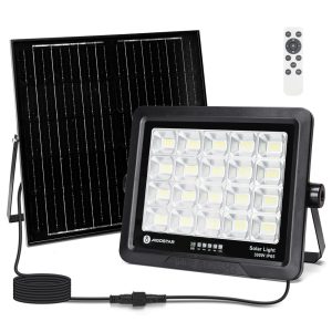 Foto principale Faro Led 300W nero con pannello solare IP65 Bianco freddo 6500K Dimmerabile con telecomando e con sensore crepuscolare Aigostar
