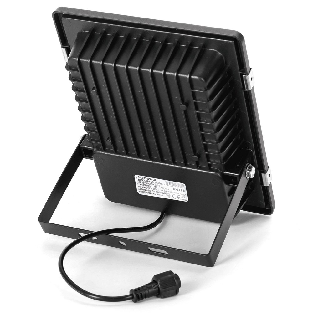 Faro Led 50W Nero con pannello solare IP66 RGB Dimmerabile con telecomando e crepuscolare Aigostar - Foto 3