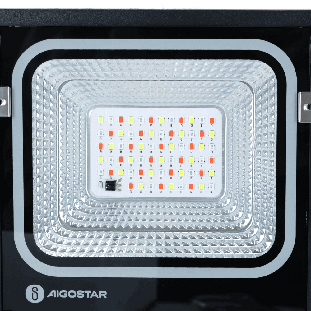 Faro Led 50W Nero con pannello solare IP66 RGB Dimmerabile con telecomando e crepuscolare Aigostar - Foto 4