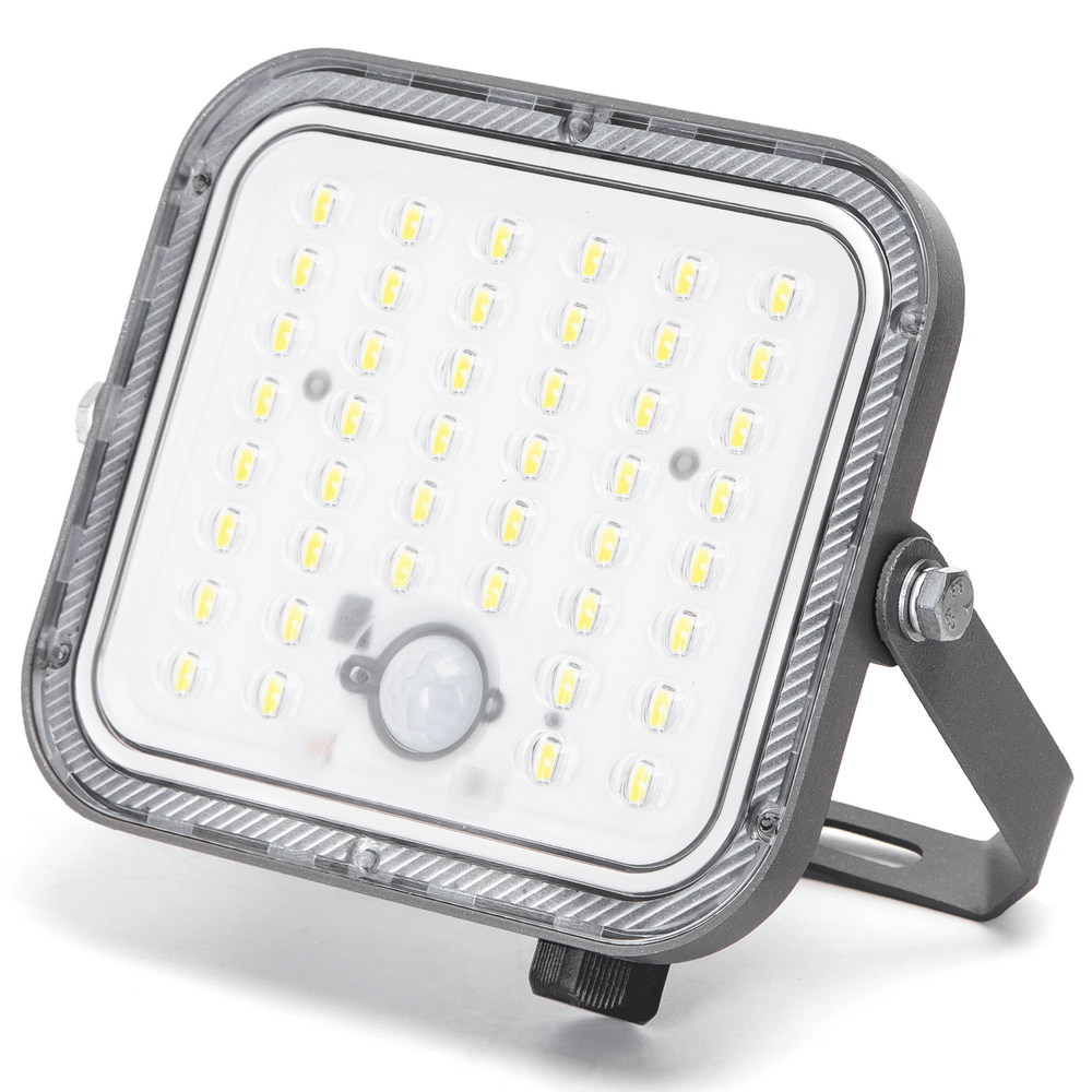 Faro Led 80W Grigio con pannello solare IP66 Bianco freddo 6500K Dimmerabile telecomando con sensore crepuscolare e di movimento Aigostar - Foto 1