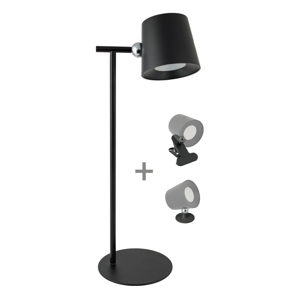 Foto principale Lampada da tavolo Led touch Jiki luce regolabile 2W Nera portatile a batteria ricaricabile USB Type-C Novaline