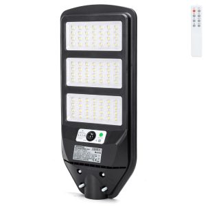 Foto principale Lampione stradale Led 150W Nero con pannello solare IP65 Bianco freddo 6500K con sensore crepuscolare e di movimento Aigostar