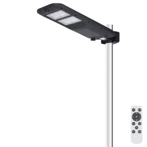 Foto principale Lampione stradale Led 180W Nero con pannello solare IP65 Bianco freddo 6500K con sensore crepuscolare e di movimento Aigostar